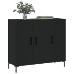 Credenza Nera 90x34x80 cm in Legno Multistrato