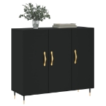 Credenza Nera 90x34x80 cm in Legno Multistrato