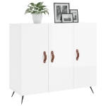 Credenza Bianco Lucido 90x34x80 cm in Legno Multistrato