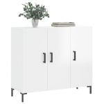 Credenza Bianco Lucido 90x34x80 cm in Legno Multistrato