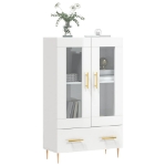 Credenza Bianco Lucido 69,5x31x115 cm in Legno Multistrato