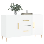 Credenza Bianco Lucido 100x36x60 cm in Legno Multistrato