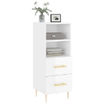 Credenza Bianco Lucido 34,5x34x90 cm in Legno Multistrato