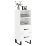 Credenza Bianco Lucido 34,5x34x90 cm in Legno Multistrato