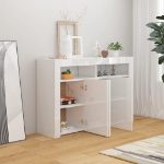 Credenza con Luci LED Bianco Lucido 115,5x30x75 cm