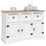 Credenza in Legno di Pino Messicano Corona Bianco 132x43x78 cm