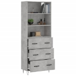 Credenza Grigio Cemento 69,5x34x180 cm in Legno Multistrato