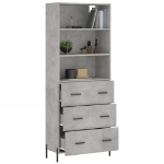 Credenza Grigio Cemento 69,5x34x180 cm in Legno Multistrato