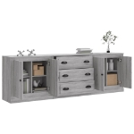 Credenze 3 pz Grigio Sonoma in Legno Multistrato