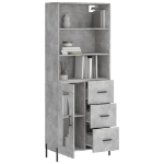 Credenza Grigio Cemento 69,5x34x180 cm in Legno Multistrato