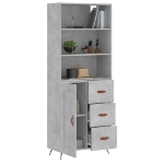 Credenza Grigio Cemento 69,5x34x180 cm in Legno Multistrato