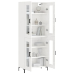 Credenza Bianco Lucido 69,5x34x180 cm in Legno Multistrato