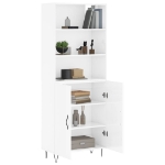 Credenza Bianco Lucido 69,5x34x180 cm in Legno Multistrato