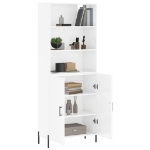 Credenza Bianco Lucido 69,5x34x180 cm in Legno Multistrato