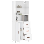 Credenza Bianco Lucido 69,5x34x180 cm in Legno Multistrato