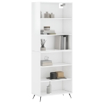 Credenza Bianco Lucido 69,5x32,5x180 cm Legno Multistrato