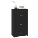 Credenza con 6 Cassetti Nera 50x34x96 cm in Truciolato