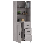 Credenza Grigio Sonoma 69,5x34x180 cm in Legno Multistrato