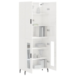 Credenza Bianco Lucido 69,5x34x180 cm in Legno Multistrato