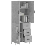 Credenza Grigio Cemento 69,5x34x180 cm in Legno Multistrato