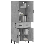 Credenza Grigio Cemento 69,5x34x180 cm in Legno Multistrato