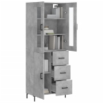 Credenza Grigio Cemento 69,5x34x180 cm in Legno Multistrato