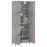 Credenza Grigio Cemento 69,5x34x180 cm in Legno Multistrato