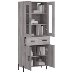 Credenza Grigio Sonoma 69,5x34x180 cm in Legno Multistrato