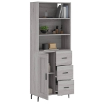 Credenza Grigio Sonoma 69,5x34x180 cm in Legno Multistrato