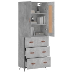 Credenza Grigio Cemento 69,5x34x180 cm in Legno Multistrato