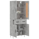 Credenza Grigio Cemento 69,5x34x180 cm in Legno Multistrato