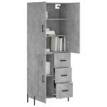 Credenza Grigio Cemento 69,5x34x180 cm in Legno Multistrato