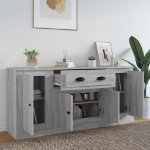 Credenze 3 pz Grigio Sonoma in Legno Multistrato