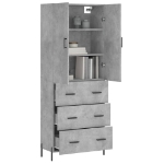 Credenza Grigio Cemento 69,5x34x180 cm in Legno Multistrato