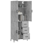 Credenza Grigio Cemento 69,5x34x180 cm in Legno Multistrato