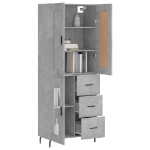 Credenza Grigio Cemento 69,5x34x180 cm in Legno Multistrato