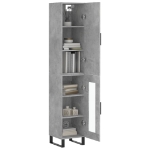 Credenza Grigio Cemento 34,5x34x180 cm in Legno Multistrato