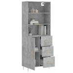 Credenza Grigio Cemento 69,5x34x180 cm in Legno Multistrato