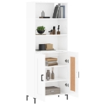 Credenza Bianco Lucido 69,5x34x180 cm in Legno Multistrato