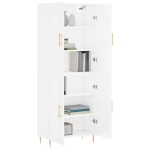 Credenza Bianco Lucido 69,5x34x180 cm in Legno Multistrato