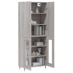 Credenza Grigio Sonoma 69,5x34x180 cm in Legno Multistrato