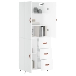 Credenza Bianco Lucido 69,5x34x180 cm in Legno Multistrato