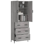 Credenza Grigio Sonoma 69,5x34x180 cm in Legno Multistrato