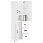 Credenza Bianco Lucido 69,5x34x180 cm in Legno Multistrato