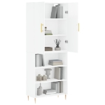 Credenza Bianco Lucido 69,5x34x180 cm in Legno Multistrato