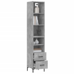 Credenza Grigio Cemento 34,5x34x180 cm in Legno Multistrato