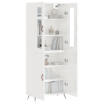 Credenza Bianco Lucido 69,5x34x180 cm in Legno Multistrato