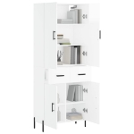 Credenza Bianco Lucido 69,5x34x180 cm in Legno Multistrato