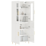 Credenza Bianco Lucido 69,5x34x180 cm in Legno Multistrato