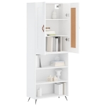 Credenza Bianco Lucido 69,5x34x180 cm in Legno Multistrato